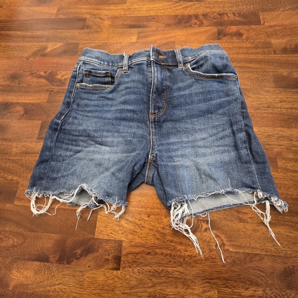 LOFT Distressed Denim Jean Shorts Skinny Size 24 4. Sku 3